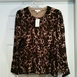 NWT Charter Club Cardigan Animal Print Swr Sz L